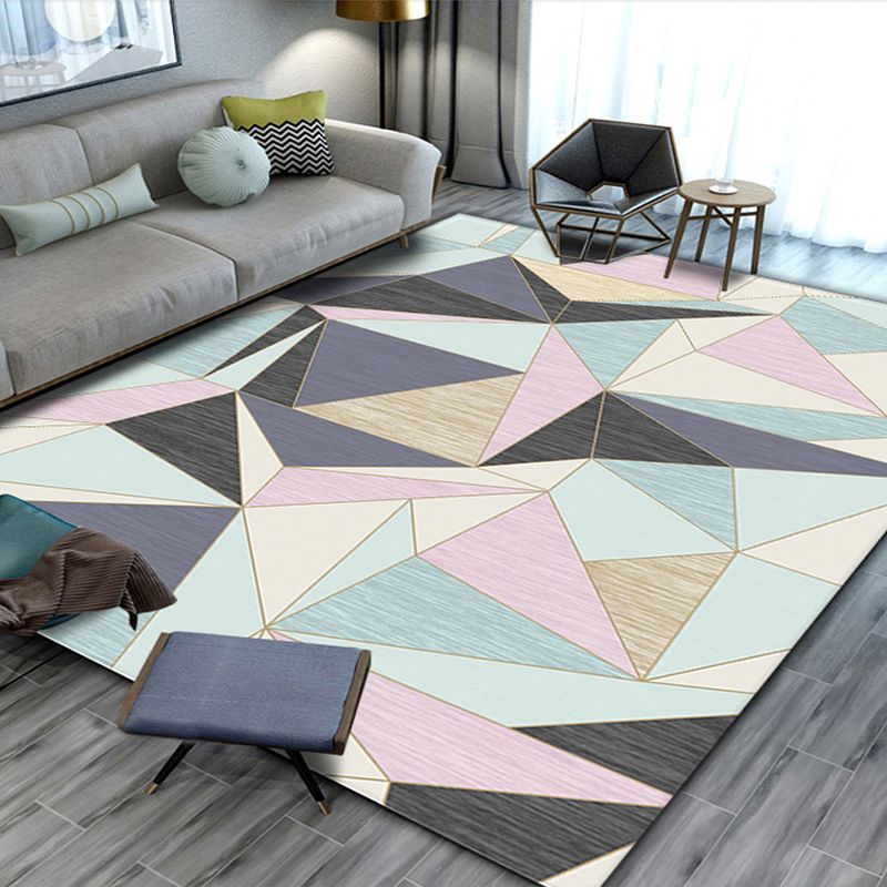 White Waves Rug Polyester Simple Rug Non-Slip Backing Rug for Drawing Room