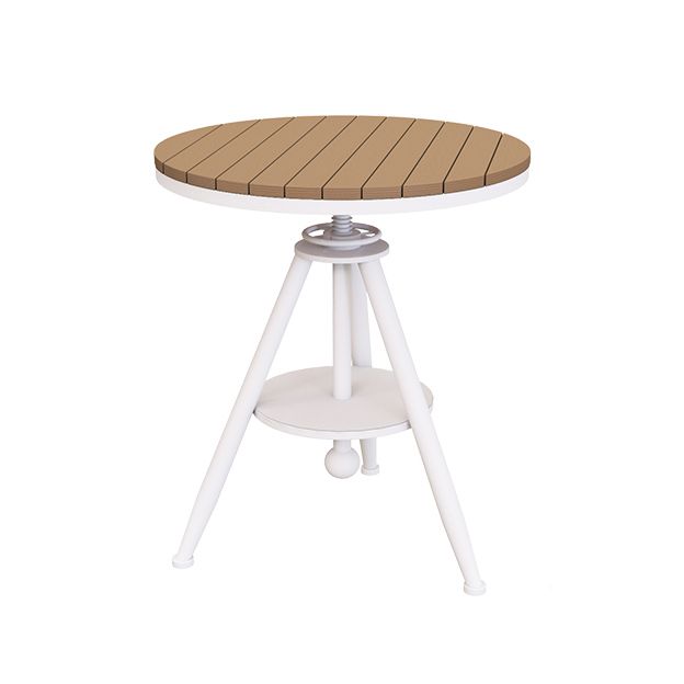 Modern Round Dining Table Metal Pedestal Casual Adjustable Height Dining Table