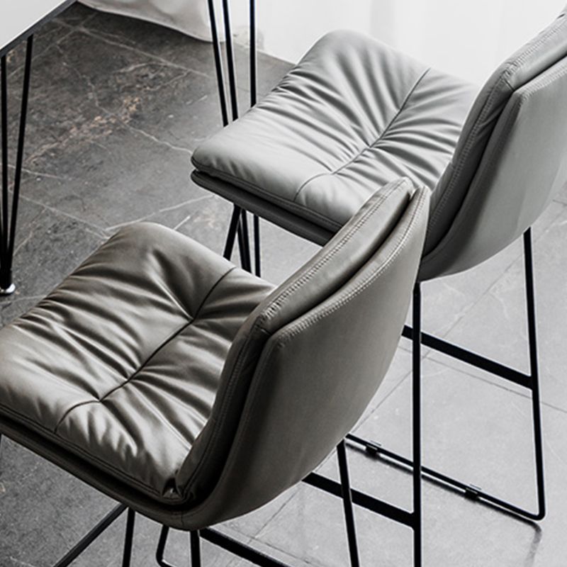 Modern Backrest Armless Counter Stool Iron Cafe Bar Stool with Cushion