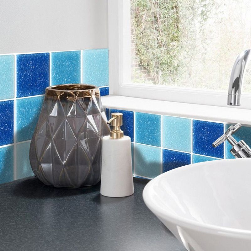 Boho Spots Adhesive Wallpaper Panels 50 Pieces Blue Living Room Wall Decor, 12.2-sq ft