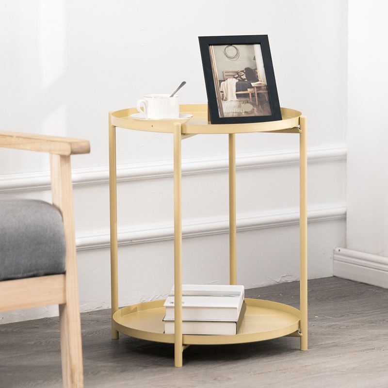 Tray Top Cross Legs End Table Contemporary Round Side End Table