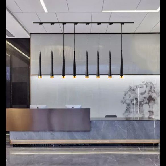 Contemporary Minimalism Style LED Hanging Light Height 24.8" Tapered Aluminum Suspension Lamp for Kitchen Bar