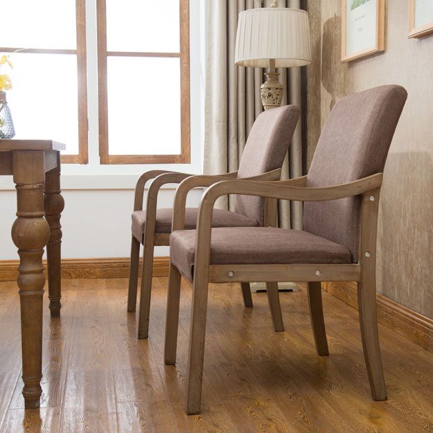 Farmhouse Upholstered Home Arm Chair Solid Back Matte Finish Dining Chair