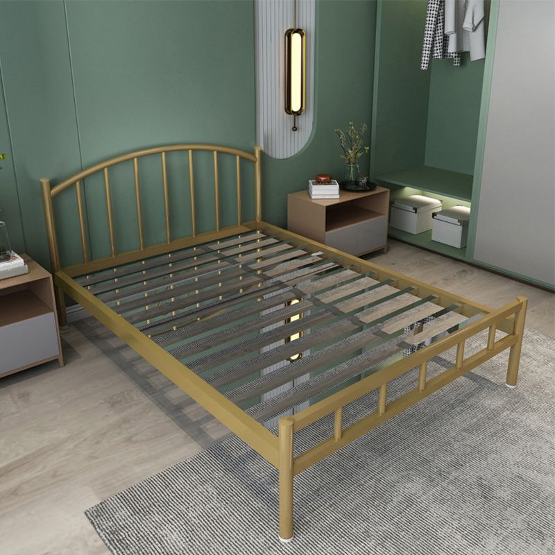 Contemporary Open-Frame Bed with Spindle Headboard in Stainless Steel