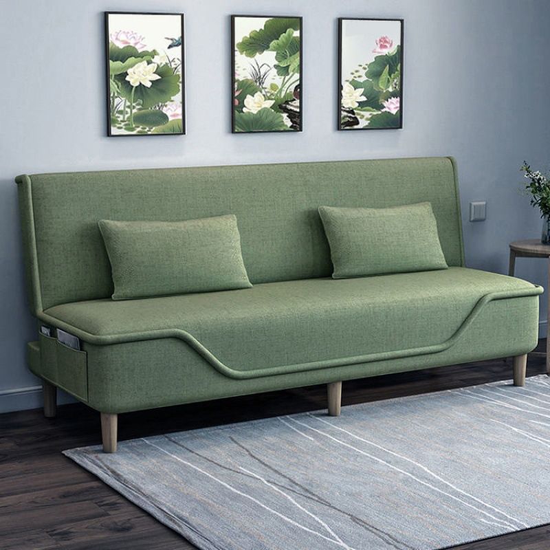 Linen Blend Contemporary Armless Sofa with Storage Bag Convertible Sofa for Living Room