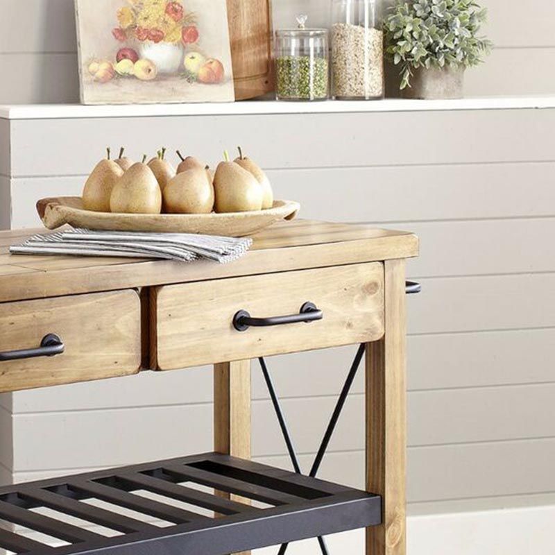 Contemporary Rolling Kitchen Cart Metal Rectangular Kitchen Island Cart with Towel Rack
