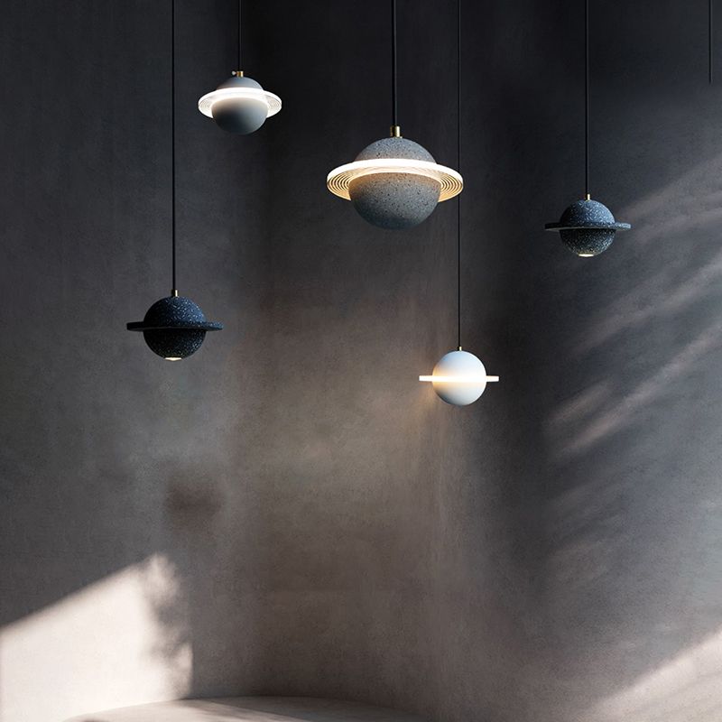 Planet-vormige LED hangende lamp cement cement single-bulp slaapkamer hanglampverlichting armatuur