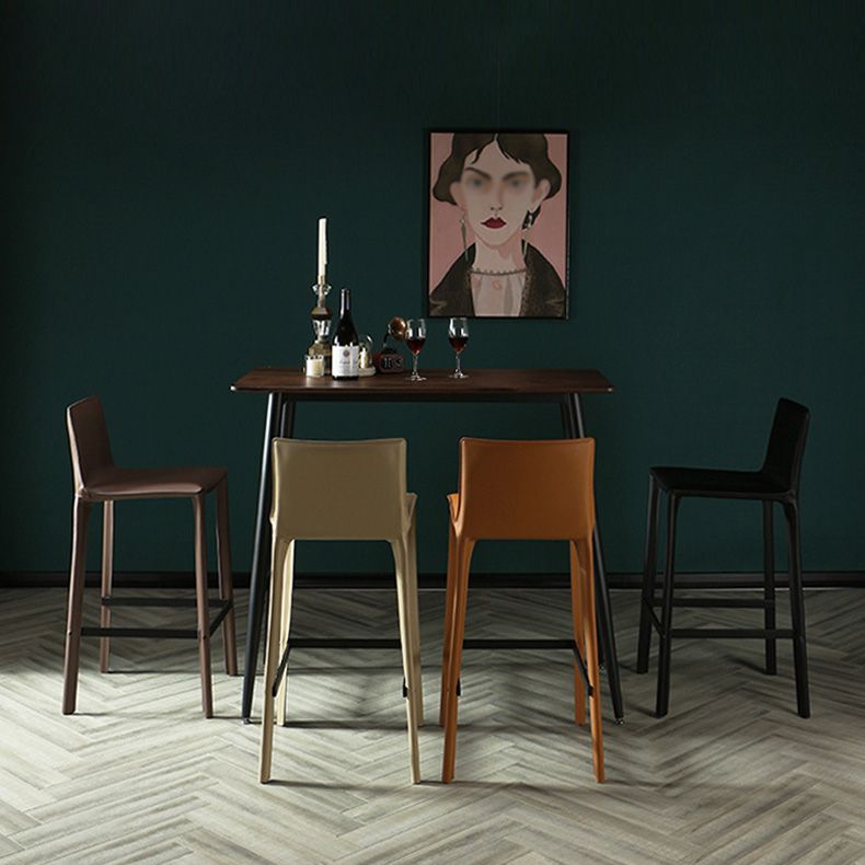 Modern Style Bar-stool Leather Counter Bar Stool with Metal Legs for Kitchen
