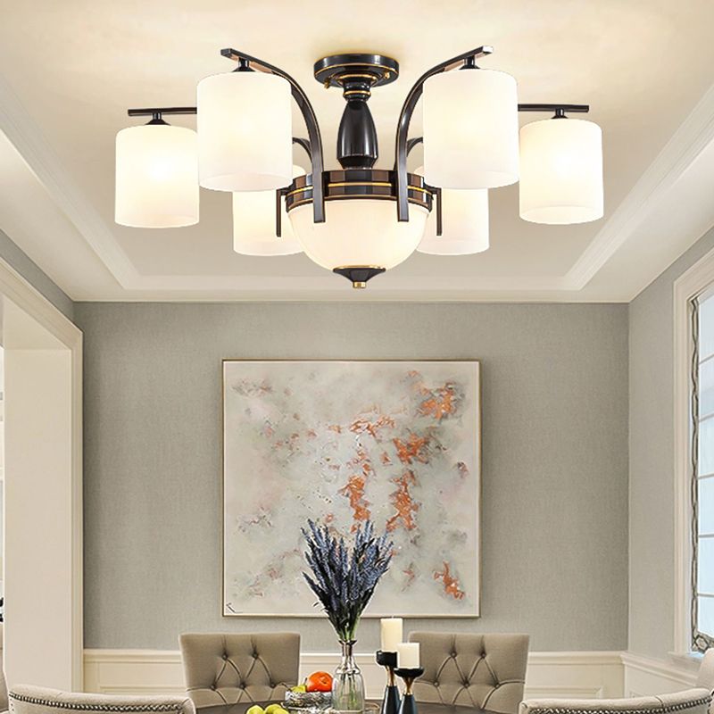 American Style Copper Ceiling Light Cylinder Shape Ceiling Lamp for Bedroom