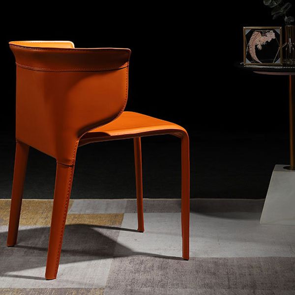 Contemporary Leather Dining Chair Arm Wingback Side Chair for Home Use