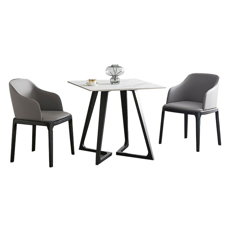 Mesa de piedra con pedestal doble, mesa de comedor de estilo industrial para interiores