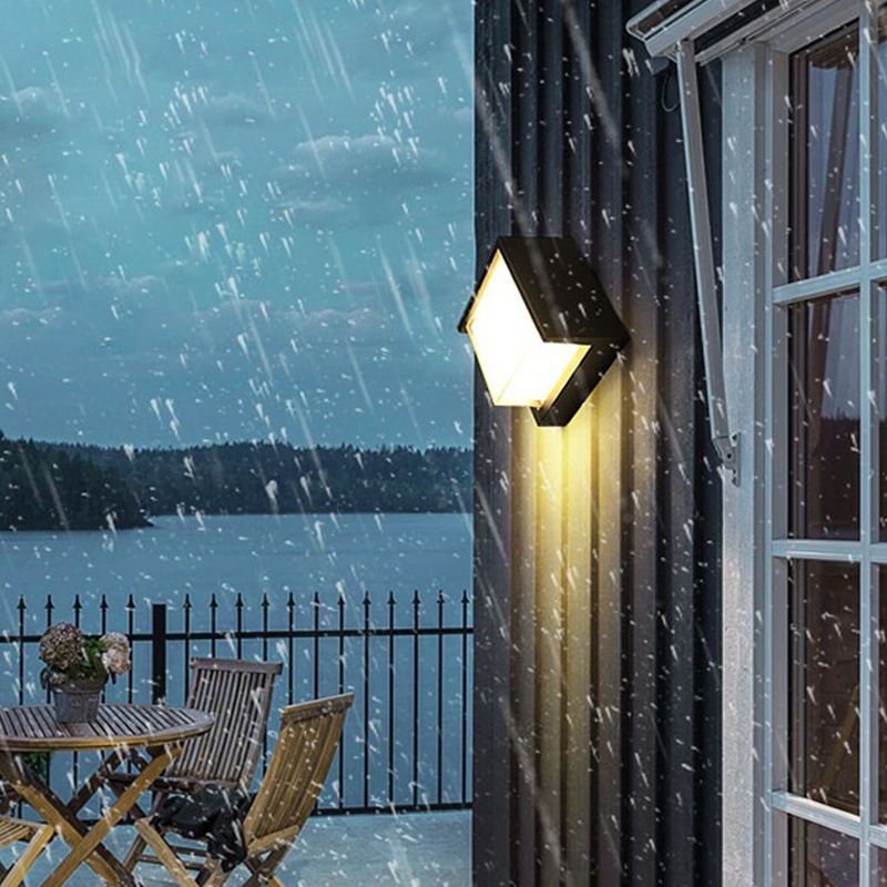 Modern Metal Wall Sconce Square Shape Wall Light with Plastic Shade for Living Room