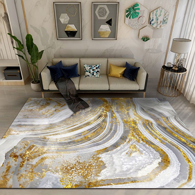 Modern Color Blooming Rug Color Mixed Polyester Area Carpet Stain Resistant Rug for Living Room