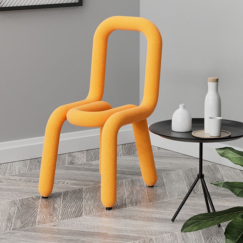 Designer Style Velvet Curved Chair Open Back Matte Finish Dining Chair