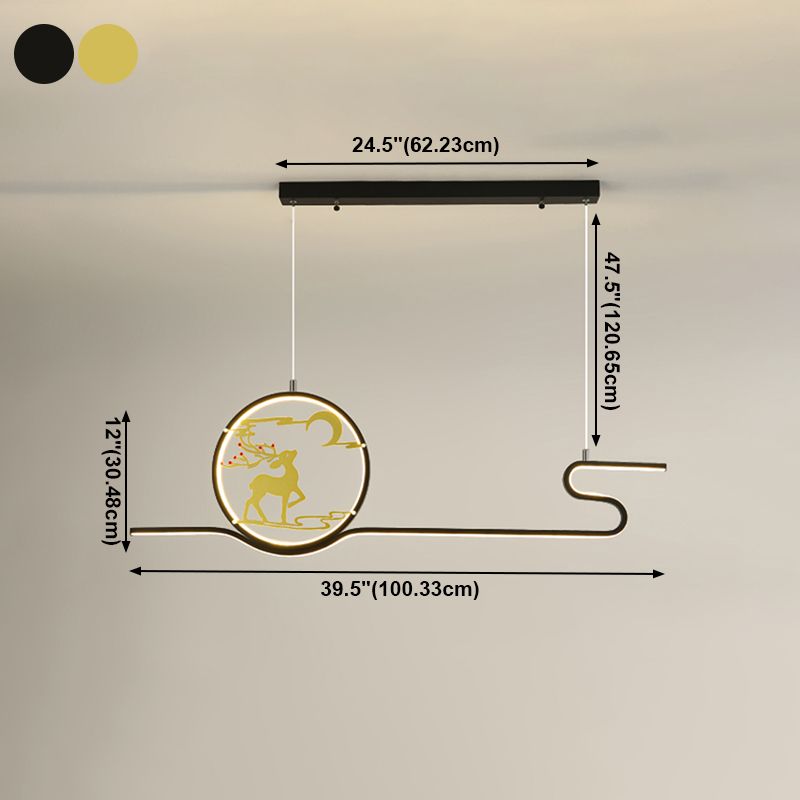 Metal Hanging Pendant Lights Nordic Modern Linear Hanging Lamps for Study Room