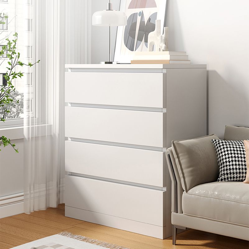 Contemporary White/Natural Chest with Wooden Drawers Rectangle Chest