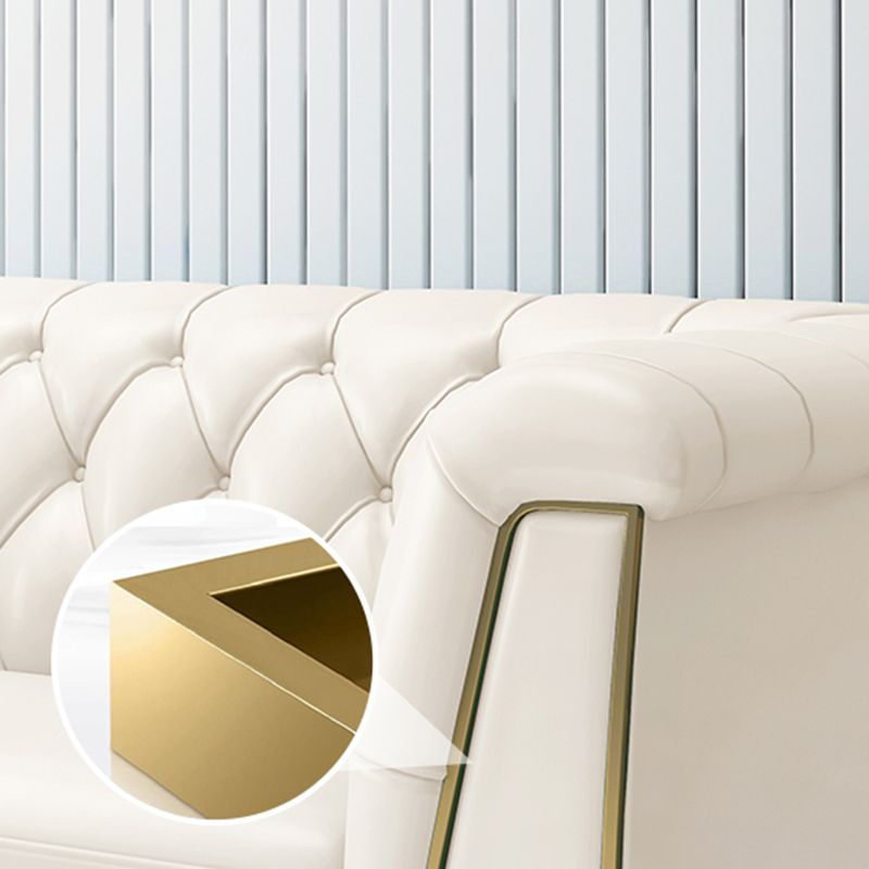 Contemporary 28.7" H Faux Leather Tufted Tuxedo Arm Sofa For Living Room