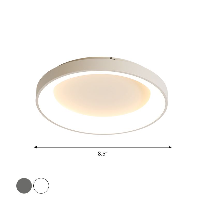 Plafonnier LED en fer de Style nordique, luminaire de plafond large de 8.5 "/16"/19.5 pouces en gris/blanc pour chambre à coucher