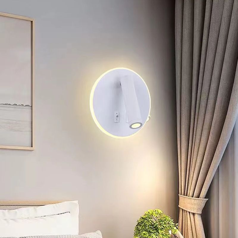 Modernist Wall Light Fixture Metal Black and White Wall Sconce for Bedroom
