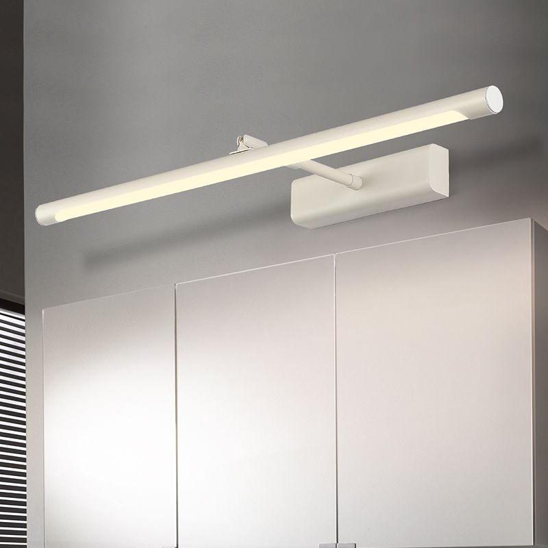 Linear Shade Swing Arm Wall Lighting Modern Style Metal 1 Light Sconce Lamp in White