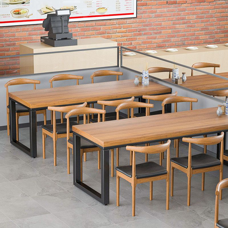 Natural Industrial 1/2/5/7 Pieces Dining Table Set Solid Wood Fixed Dining Table Furniture