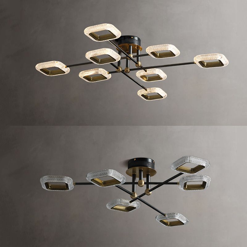 Nouveau Plafonniers semi-encastrés Spoutnik en verre noir encastré moderne pour salon