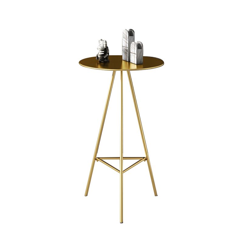 Industrial Round Bar Table Set 1/2/3/4 Pieces Gold Iron Bistro Set with Footrest