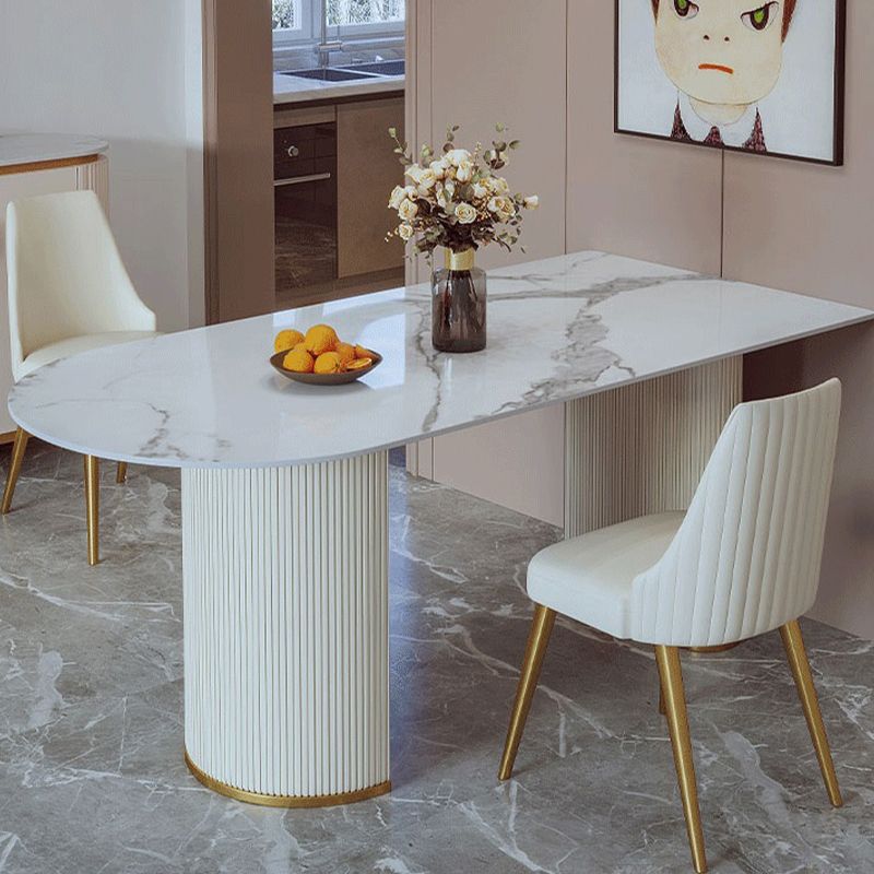 Sintered Stone Dining Table Traditional Luxury White Table for Kitchen