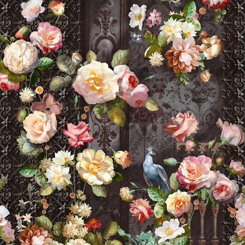 Contemporary Flower Print Mural Pastel Color Florentine Wall Art, Made to Measure