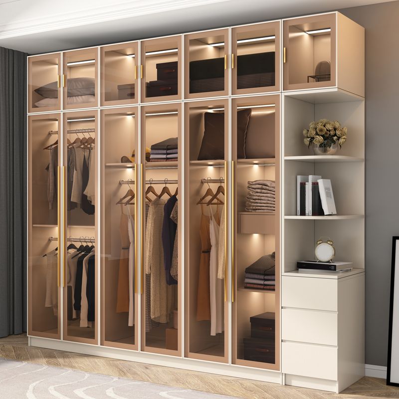 Contemporary Style Wardrobe Glass Wardrobe Closet With Shelves