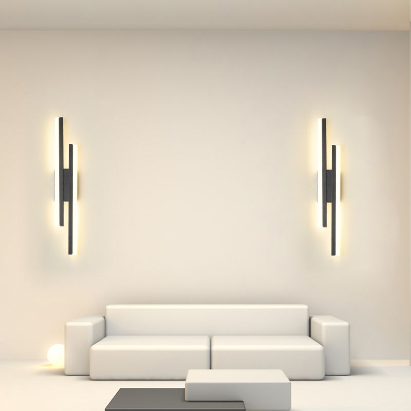 2 luces Luz de pared Acrílico Minimalista LED Pared Spl Donce en negro para sala de estar