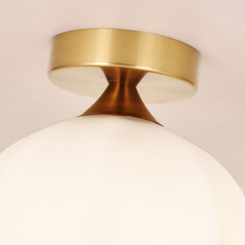 Geometric Shape Glass Flush Light Modern Style 1 Light Flush Mount Ceiling Lights in Gold