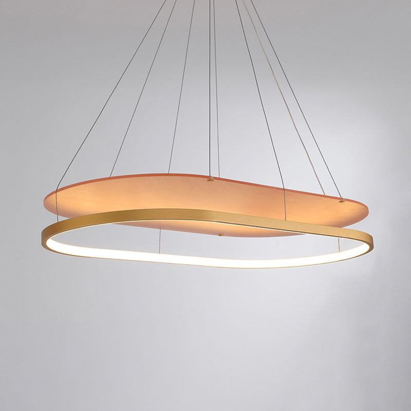 Acrylic Dual Oval Pendant Chandelier Modern LED Black/Gold Ceiling Hang Fixture for Dining Room
