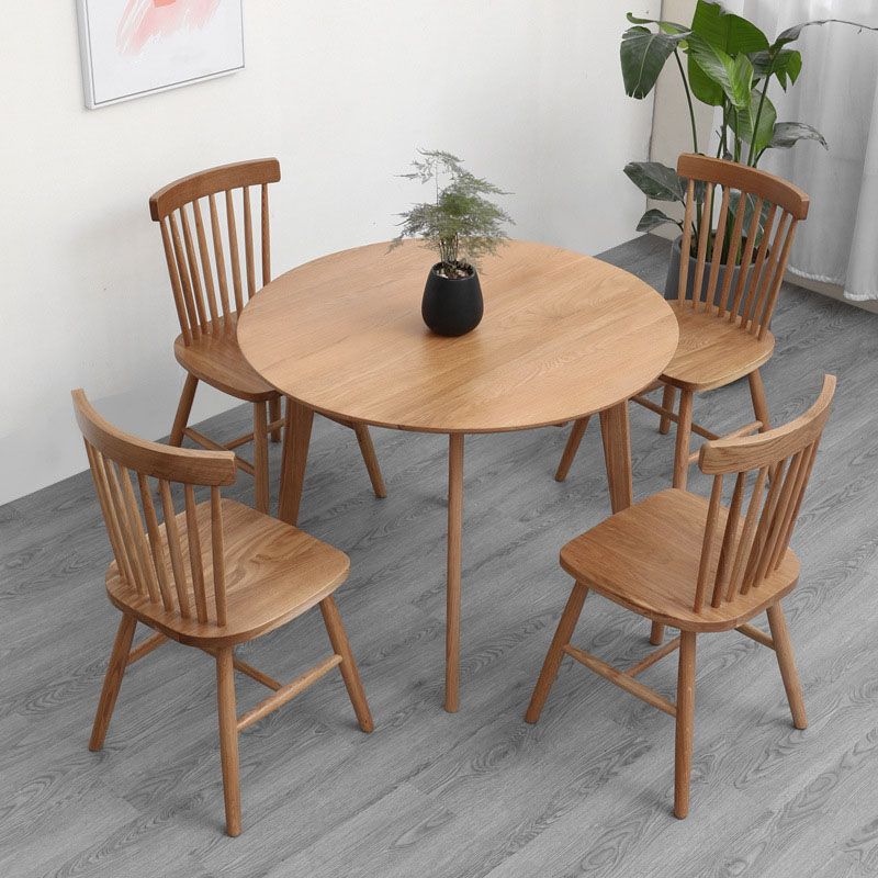 Solid Wood Top Dining Table Contemporary Round Dining Table with 4 Legs