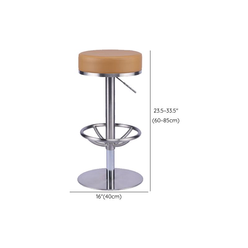 Industrial Leather Bar Stool Adjustable Backless Counter Stool for Bristol
