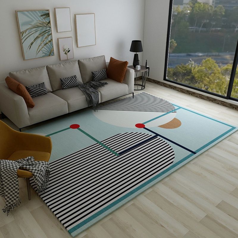 Casual Bedroom Rug Multi Color Geometric Print Rug Polyster Non-Slip Backing Stain-Resistant Carpet