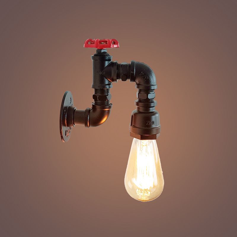 Black Contemporary Wall Sconce Metal Pipe Shape Vanity Lamp for Bathroom