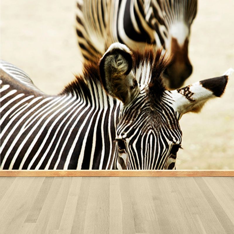 Contemporary Africa Zebra Mural Decal Pastel Color Natural Animals Wall Covering