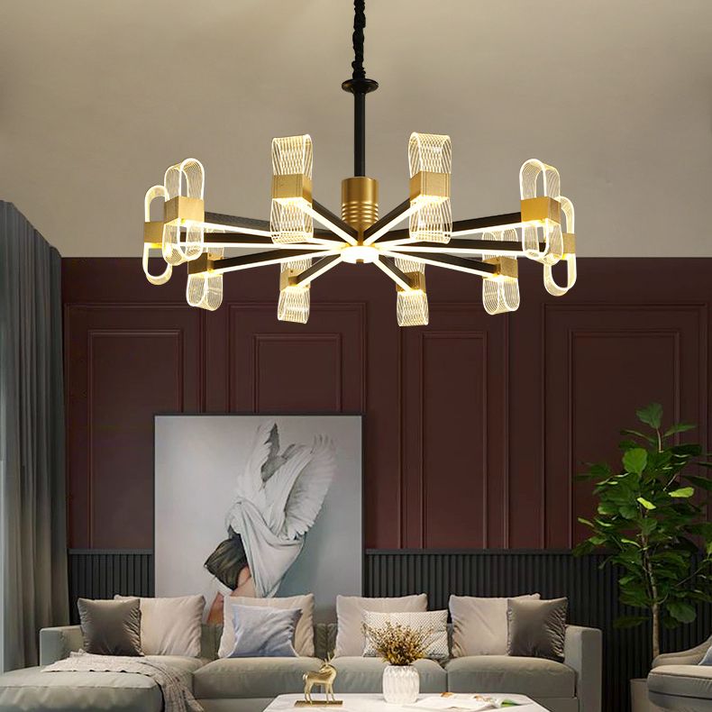 Modern LED Hanging Chandelier Clear Acrylic Shade for Living Room Dining Room