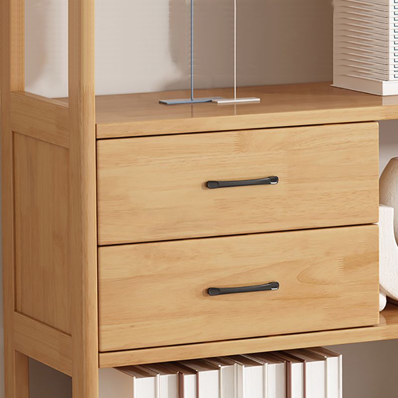 Modern Style Open Back Bookshelf Vertical Wooden Bookcase with Drawers