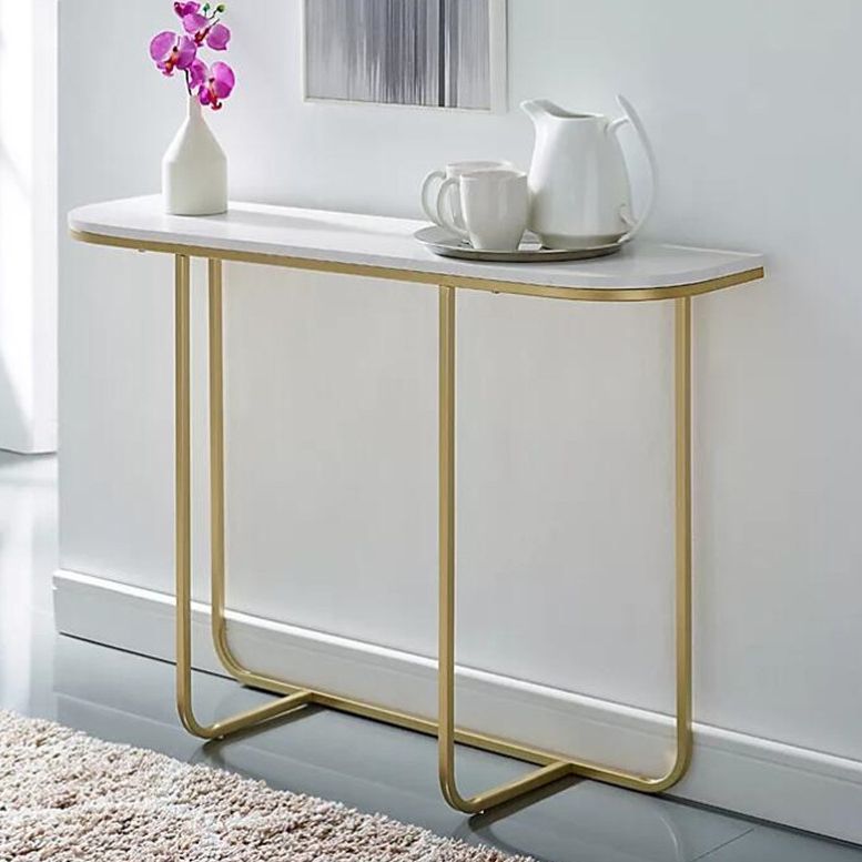 Marble Half Moon Console Table Modern 1-shelf Accent Table for Hall