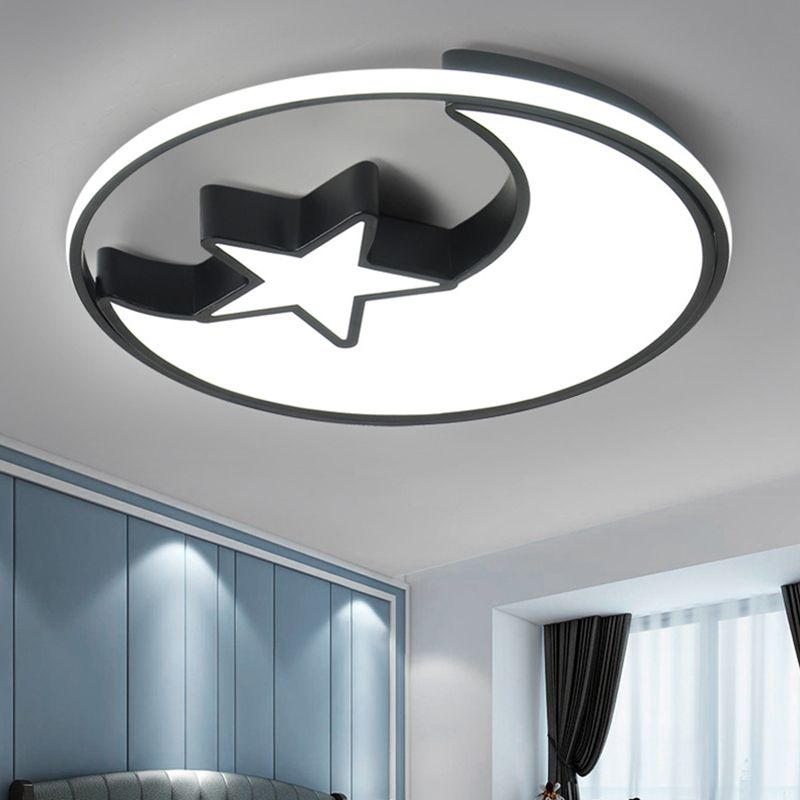 Moon And Star Flush Mount Light 1 Light Acrylic Cartoon Flush Mount Spotlight for Children Bedroom