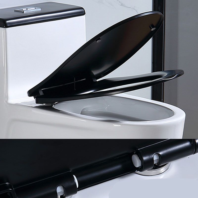 Floor Mount Toilet Black and White Toilet with Siphon Jet Water-saving Function