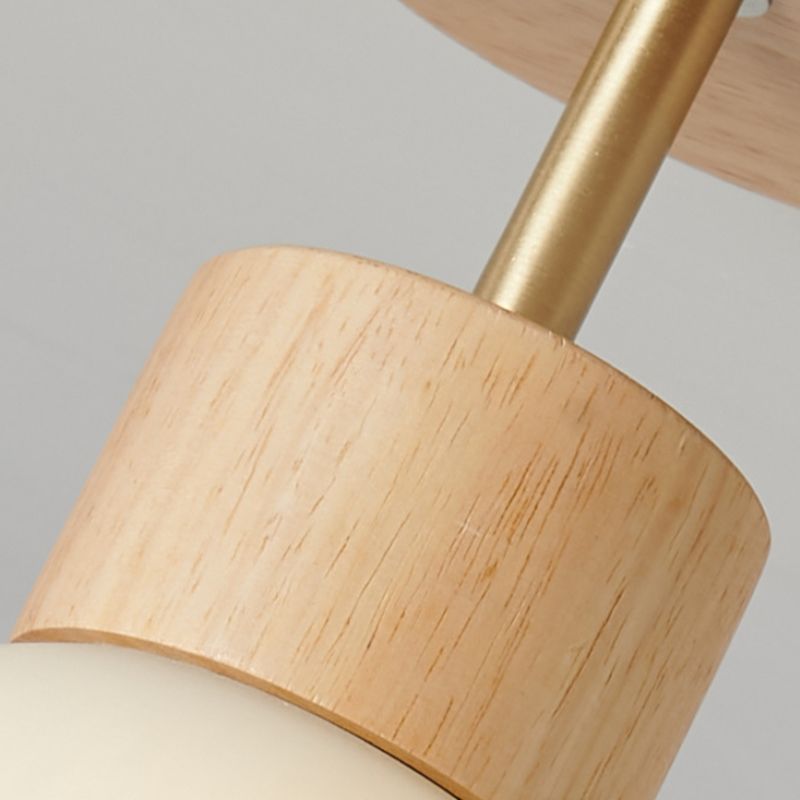 Bowl Shape Wood Flush Light Modern Style 1 Light Flush Mount Ceiling Lights