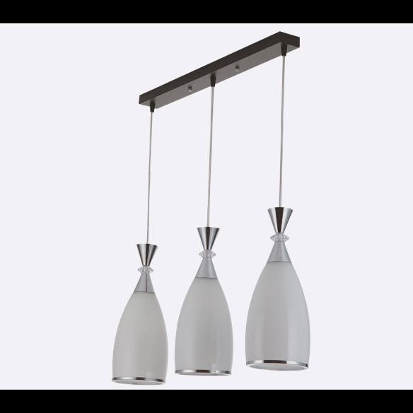 Modern Pendant Light Fixture White Conical Hanging Light Fixture with Glass Shade