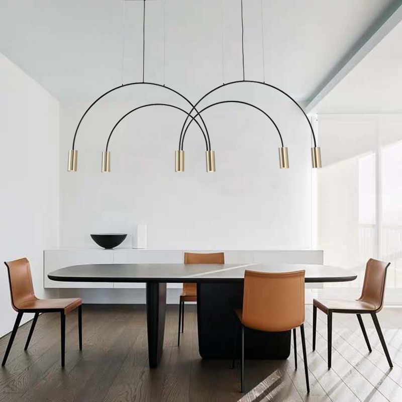 Contemporary Style Cylinder Island Lighting Ideas Metal 6 Light Island Pendant Lights