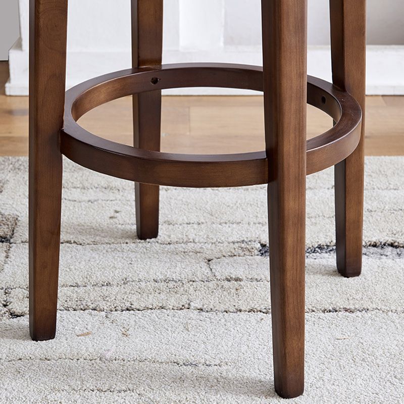 Modern Style Counter Stool Rubberwood Wood Armless Barstool with Footrest