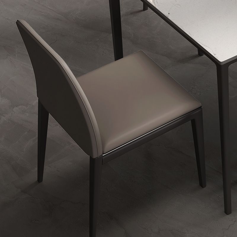 Industrial Rectangle Stone Dining Table Metal 4 Legs Dining Table