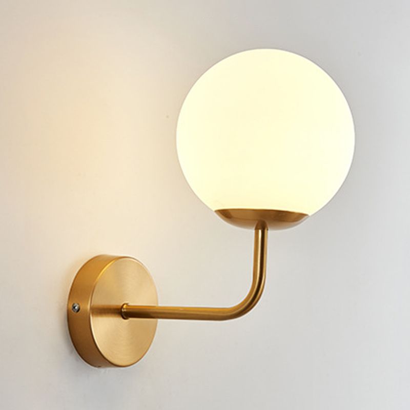 Metal Modern Wall Sconce Ball Shape Vanity Light with Glass Shade for Bathroom