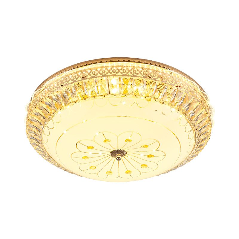 Gold Round Ceiling Mounted Light Modernism LED Crystal Flushmount Lighting for Bedroom